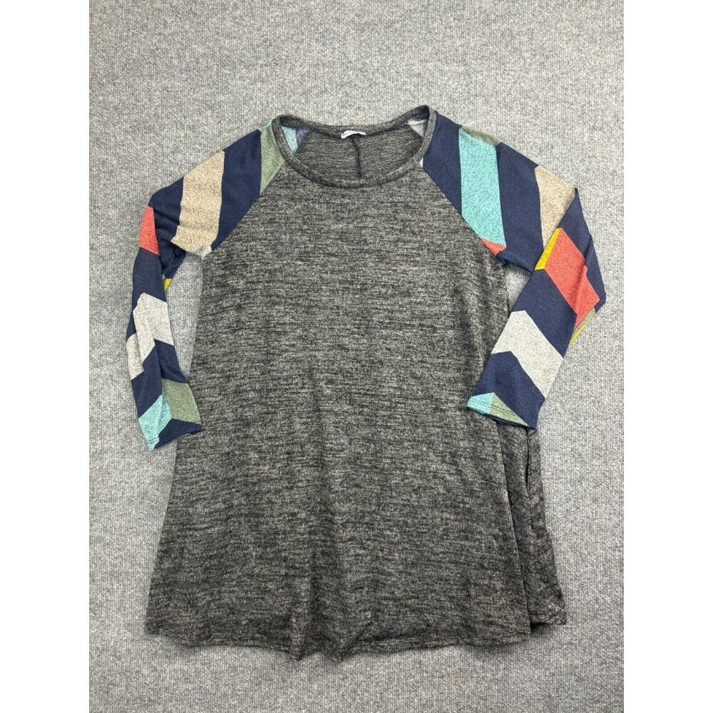 Egs California‎ Sweater Dress Women's M Gray Striped Long Sleeve Pockets USA